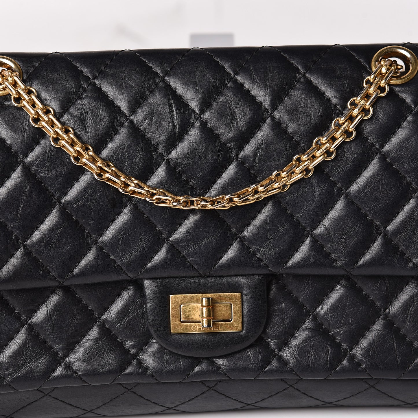 Aged Calfskin Quilted 2.55 Reissue 225 Flap Black