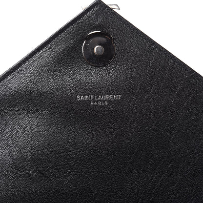 Saint Laurent Sheepskin Matelasse Chevron Monogram Medium College Bag Black 7 of 11