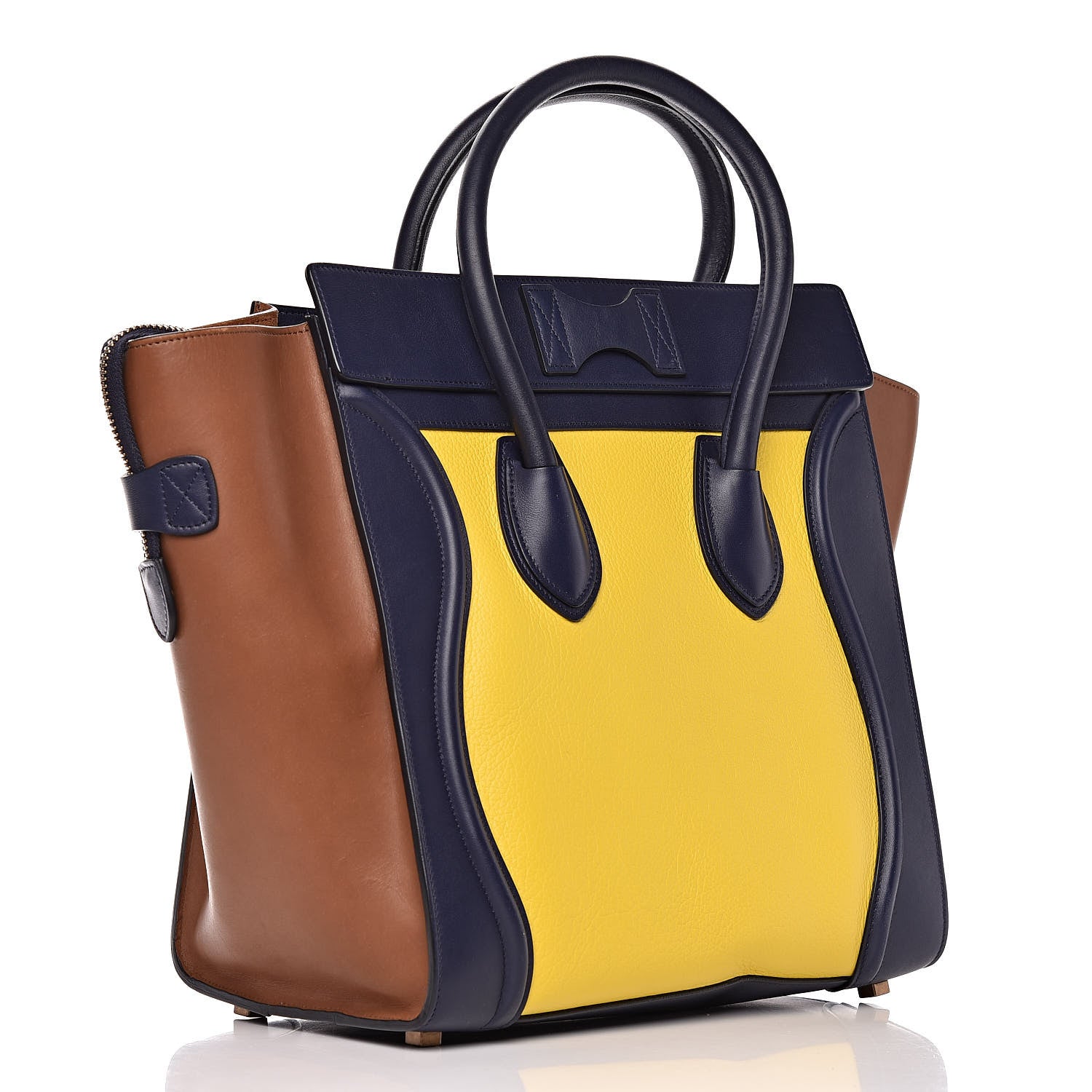 Celine Smooth Drummed Calfskin Mini Tri-Color Luggage Yellow 3 of 11