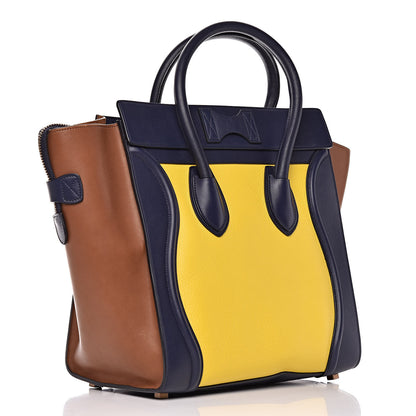 Celine Smooth Drummed Calfskin Mini Tri-Color Luggage Yellow 3 of 11