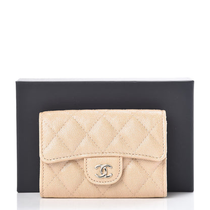 Chanel Iridescent Caviar Quilted Flap Card Holder Beige 9 of 9