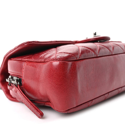 Chanel Glazed Calfskin Quilted Medium Duo Color Flap Dark Red 9 of 10