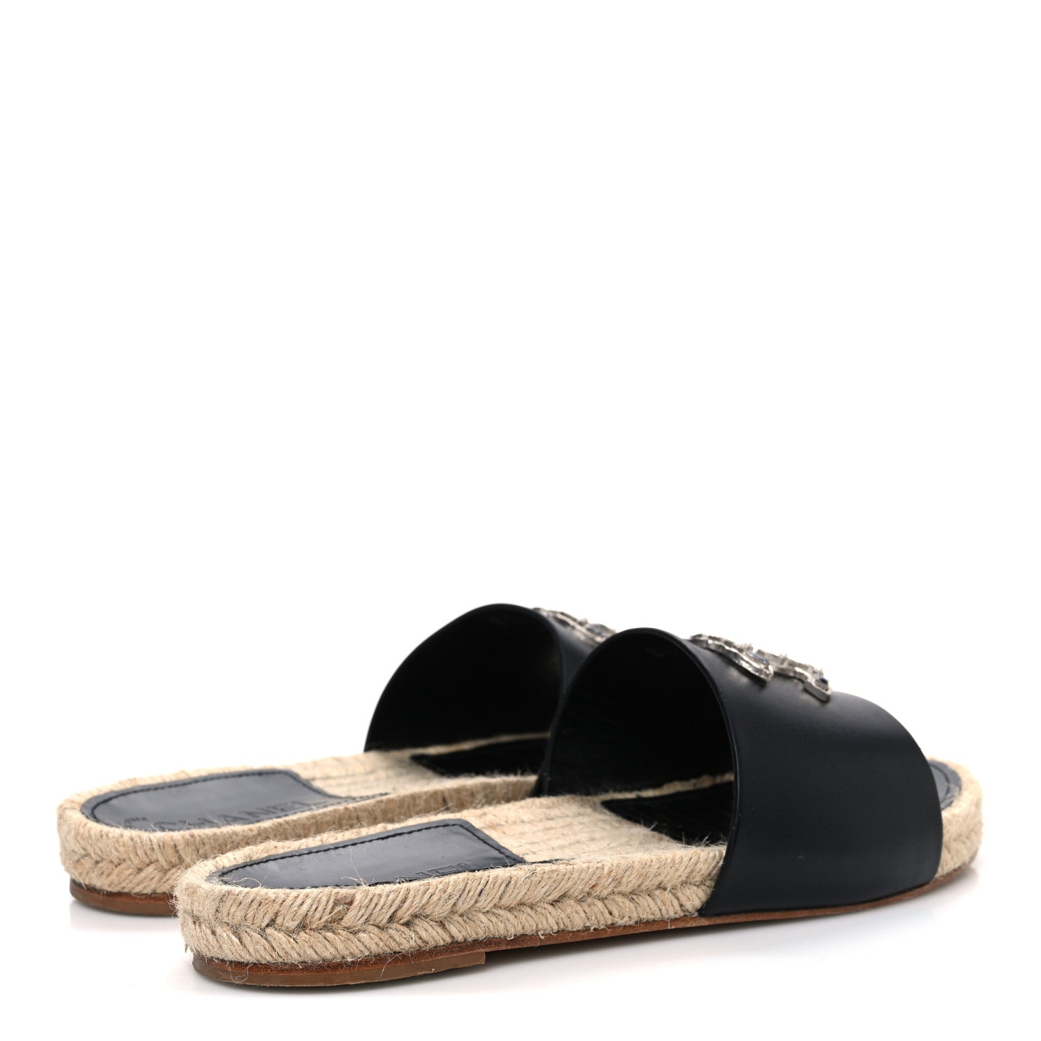 Chanel Calfskin Gripoix CC Espadrille Slip On Sandals 39 Black 5 of 11