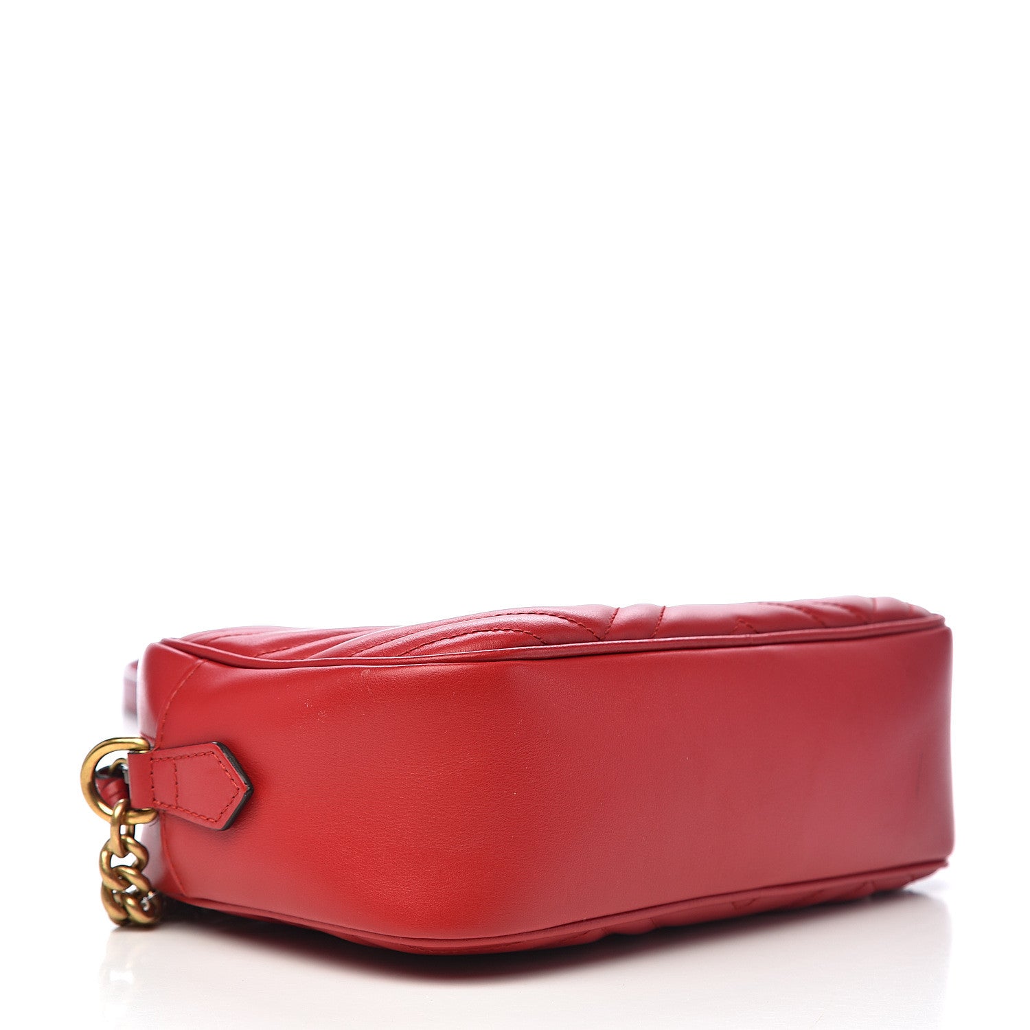 Gucci Calfskin Matelasse Small GG Marmont Chain Shoulder Bag Hibiscus Red 4 of 12
