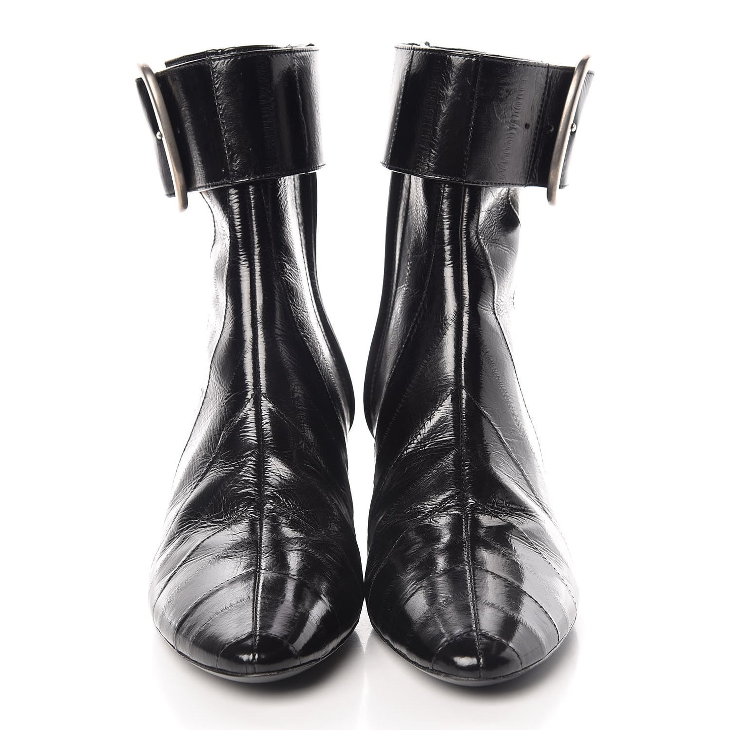Shiny Eel Joplin Buckle Booties 36 Black