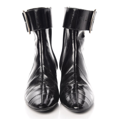 Saint Laurent Shiny Eel Joplin Buckle Booties 36 Black 2 of 9