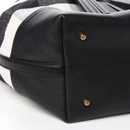 Burberry Canvas House Check Small Bucket Black White 9 of 12