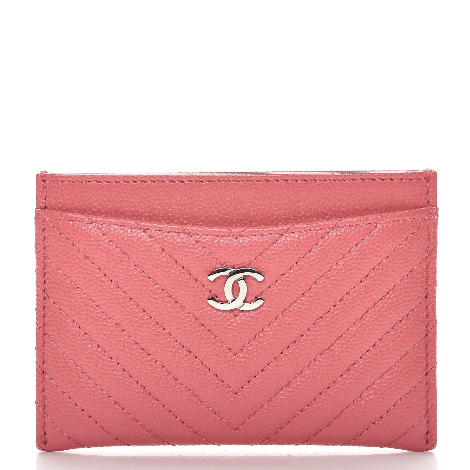 Chanel Caviar Chevron Quilted Card Holder Pink 1 of 8