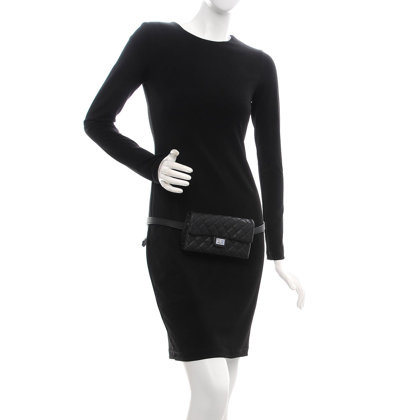 Grained Calfskin Quilted 2.55 Reissue Flap Belt Bag Clutch Black