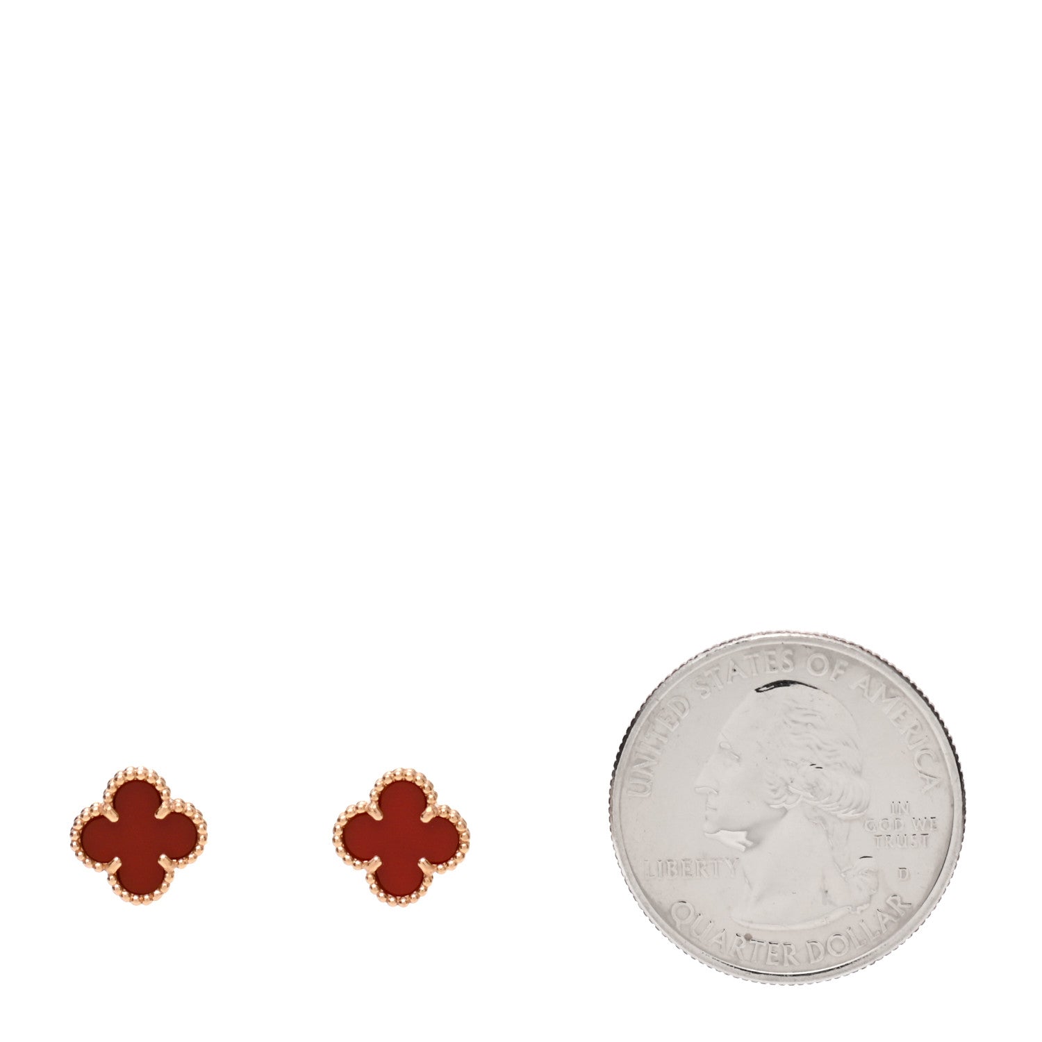 Van Cleef & Arpels 18K Rose Gold Carnelian Sweet Alhambra Earrings 2 of 6