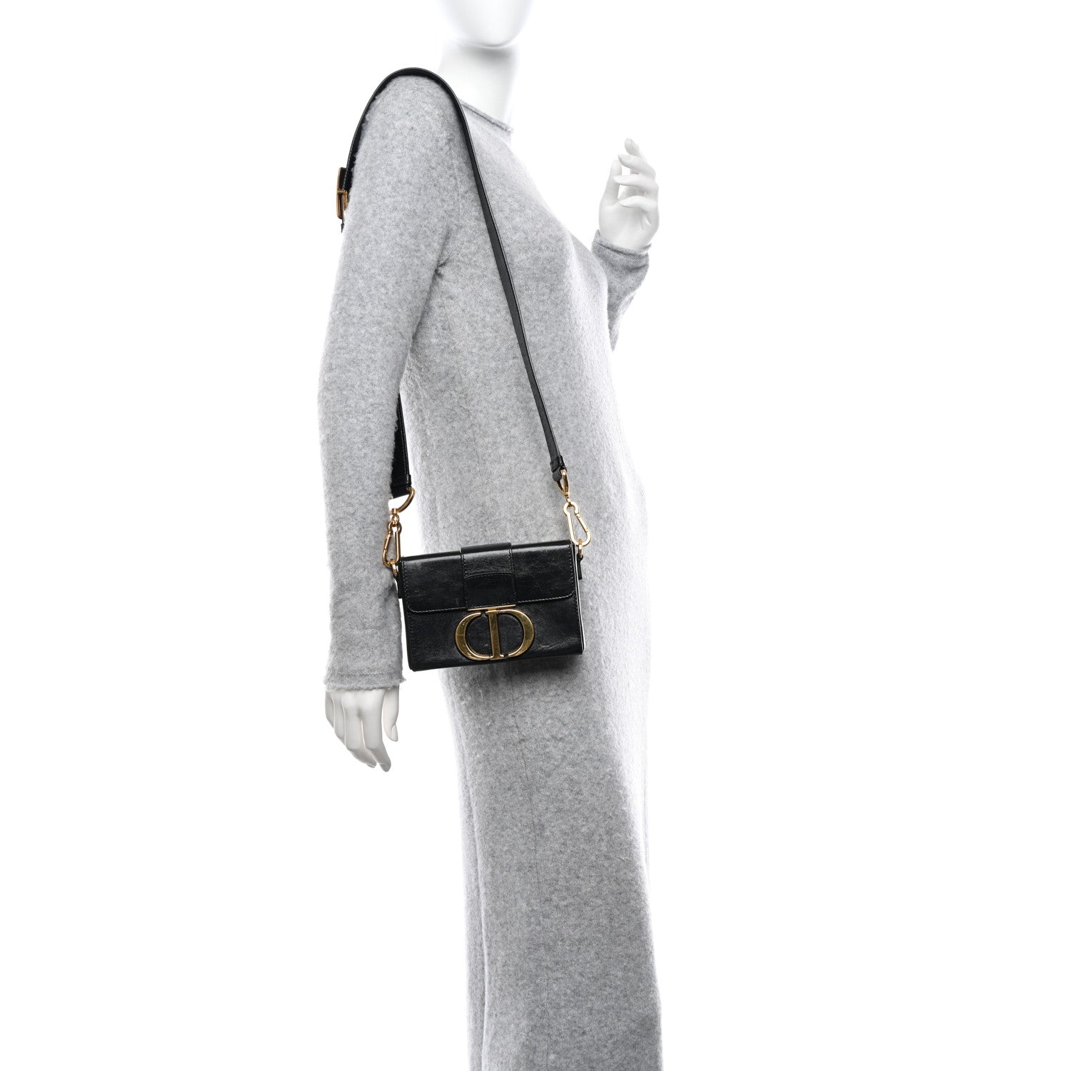Christian Dior Crackled Lambskin 30 Montaigne Box Bag Black 2 of 13
