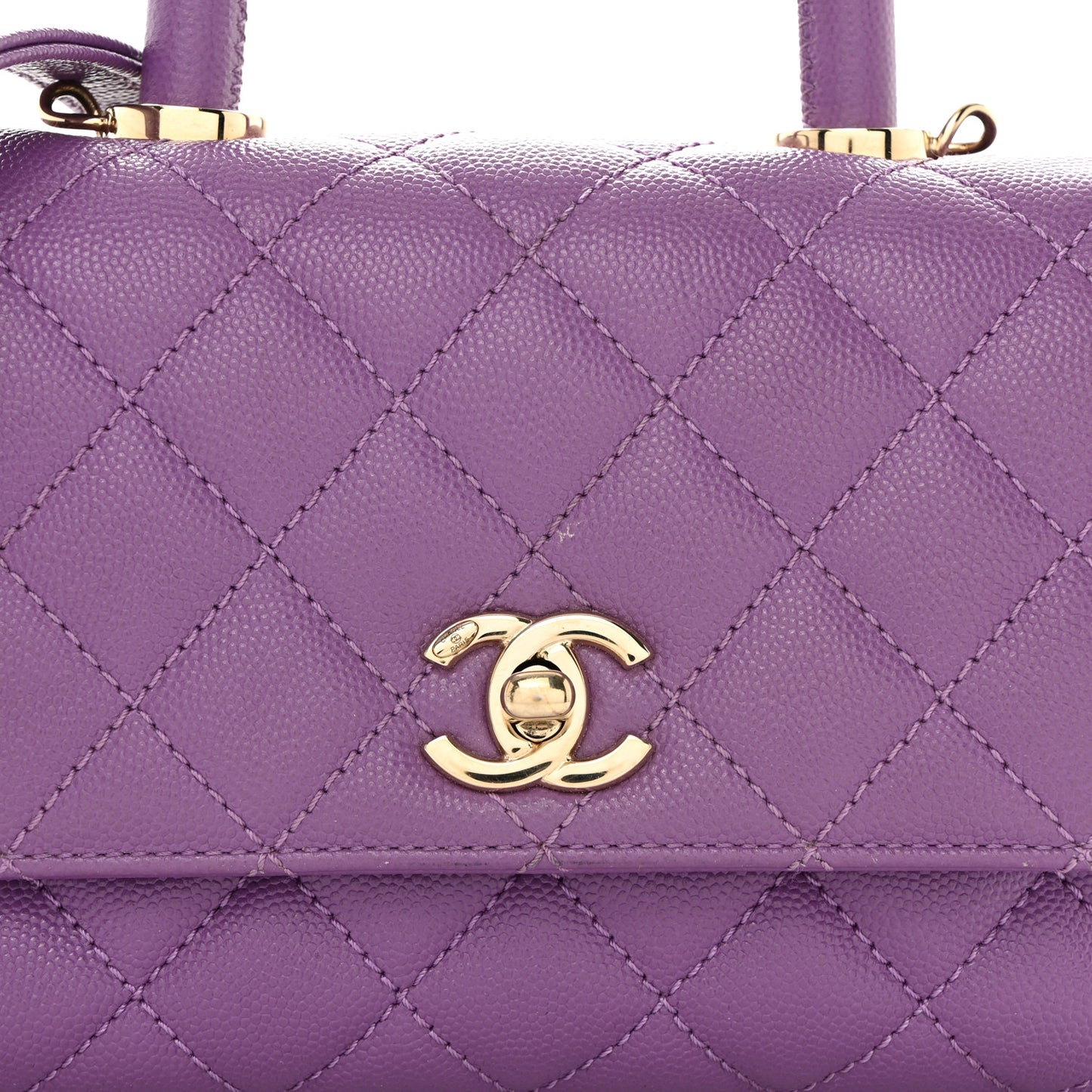 Caviar Quilted Extra Mini Coco Handle Flap Purple