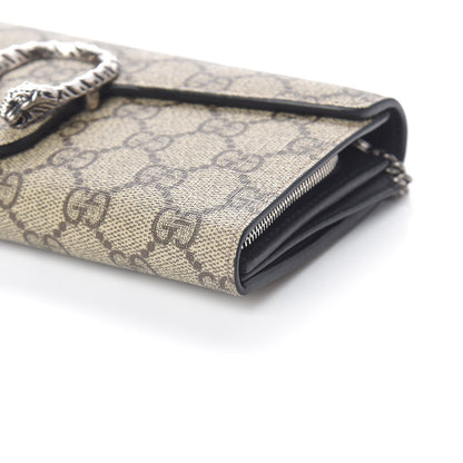 Gucci GG Supreme Monogram Dionysus Chain Clutch Wallet Beige Black 8 of 10