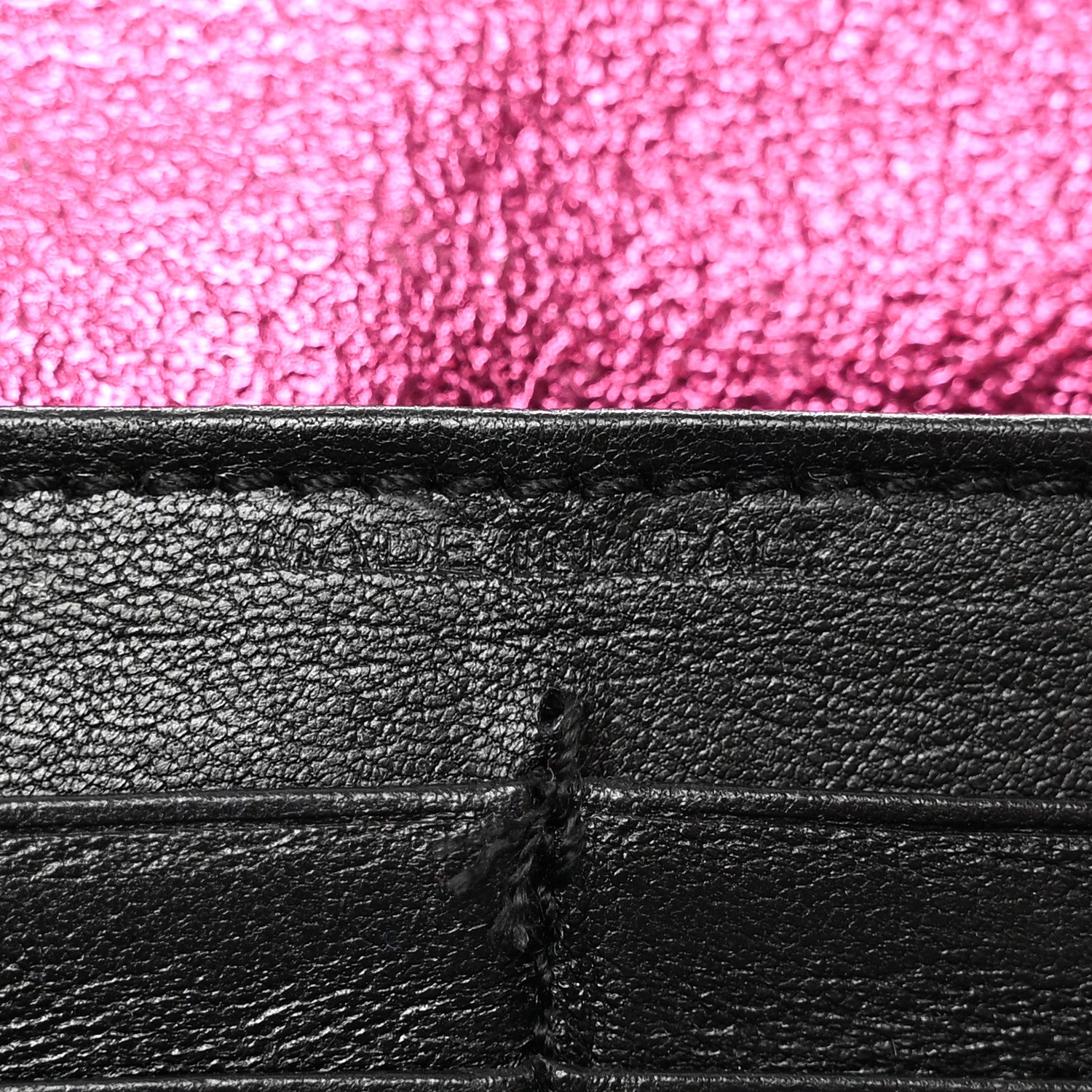Saint Laurent Metallic Crackled Calfskin Matelasse Chevron Monogram Flap Wallet Fuchsia 6 of 13