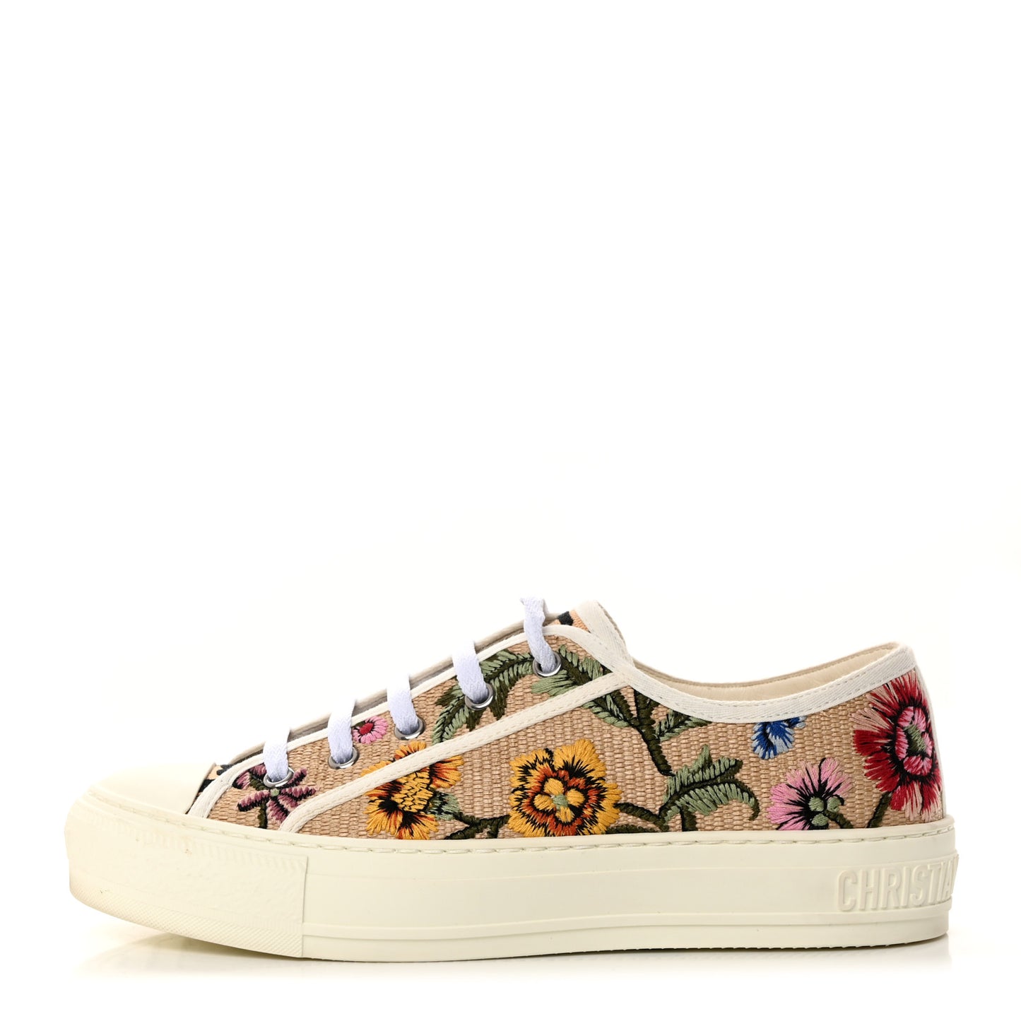 Canvas Rosa Mutabilis Embroidered Womens Walk'N'Dior Low Top Sneakers 37 Multicolor