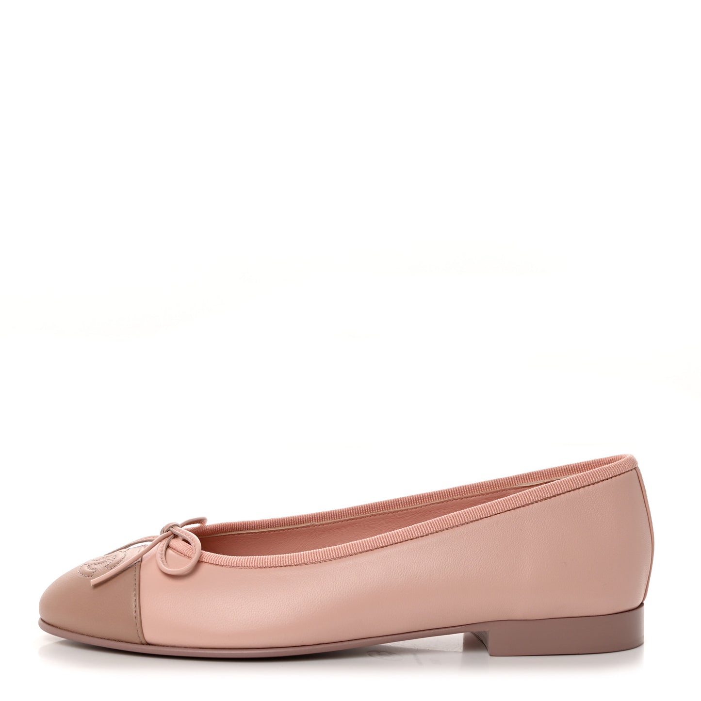 Lambskin Cap Toe CC Ballerina Flats 36.5 Light Pink Dark Pink