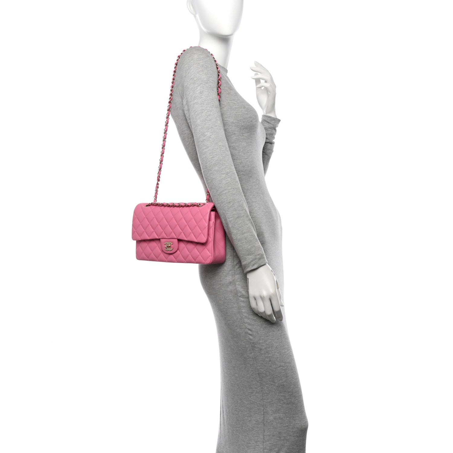 Chanel Caviar Quilted Medium Double Flap Pink 2 of 12