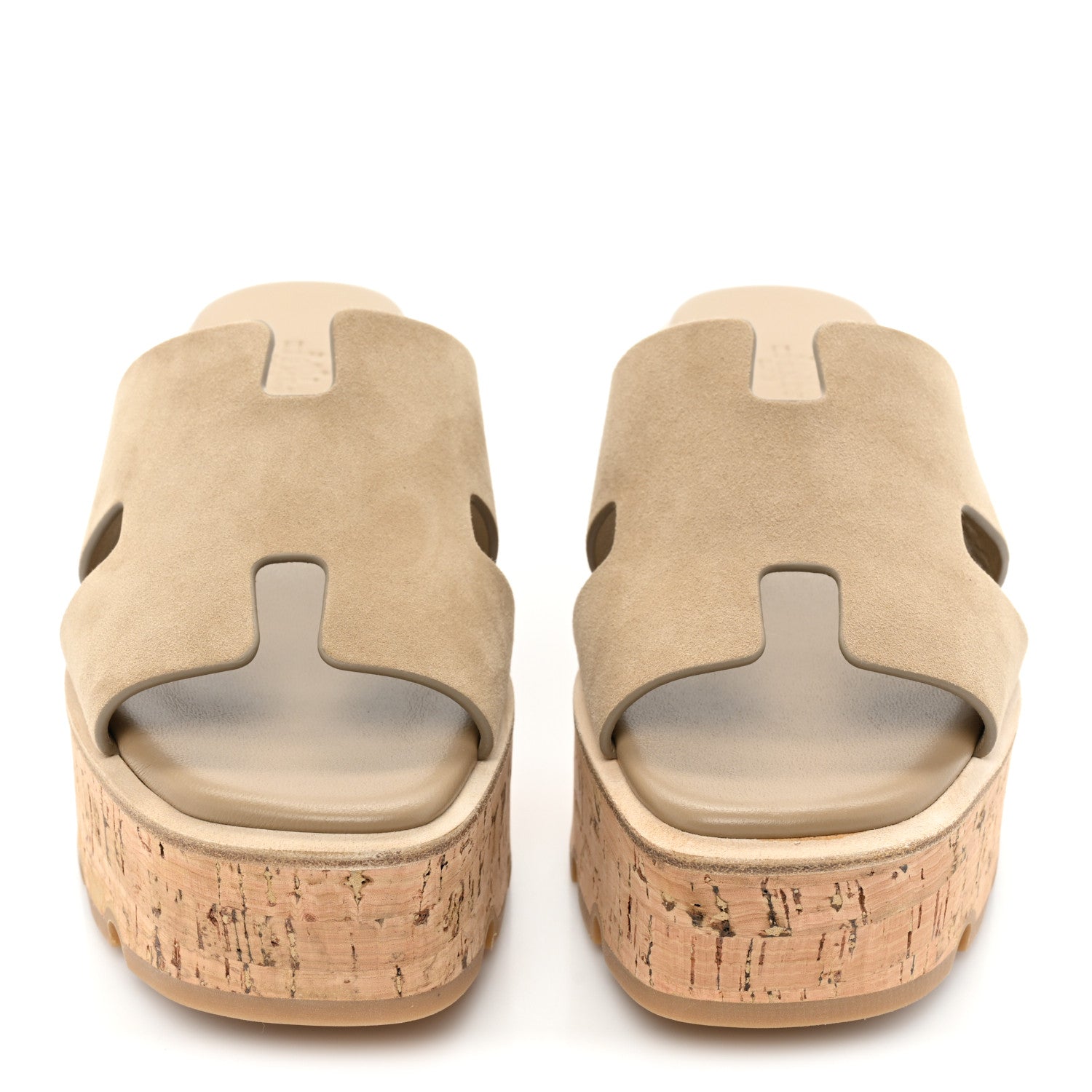 Hermes Suede Goatskin Cork Eze 30 Sandals 38 Beige Argile 2 of 11