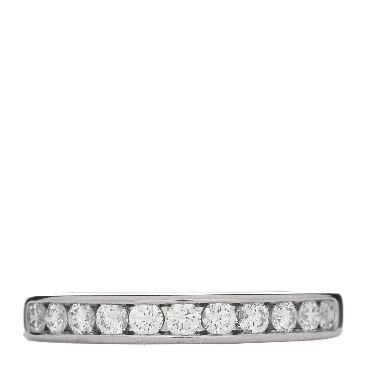 Tiffany Platinum Diamond 3mm Half Circle Wedding Band Ring 53 6.25 1 of 5
