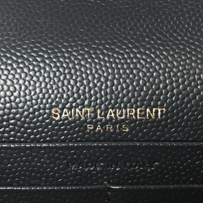 Saint Laurent Grain De Poudre Matelasse Chevron Monogram Envelope Chain Wallet Dark Smog 6 of 11