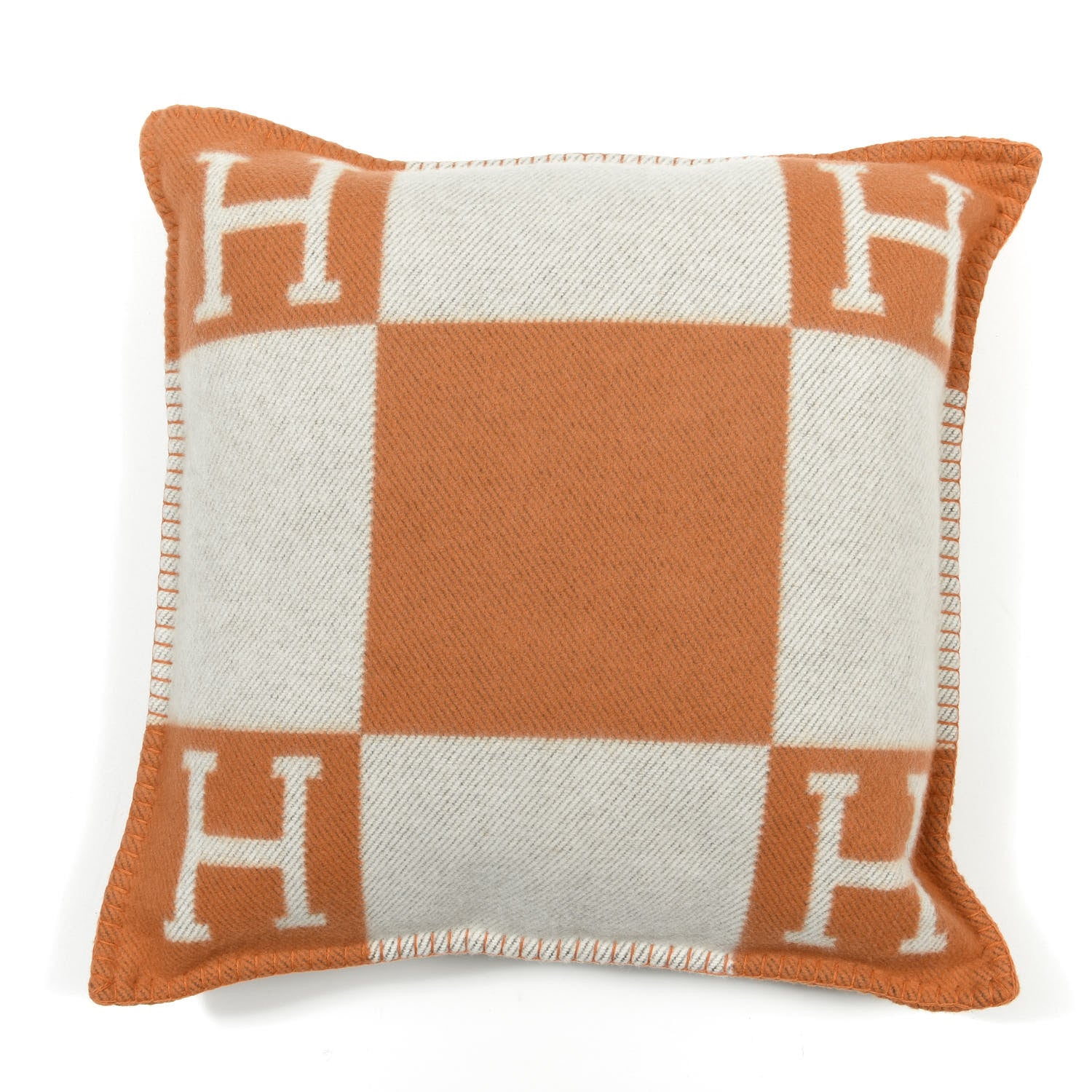 Hermes Wool Cashmere Avalon Pillow PM Ecru Potiron 2 of 3
