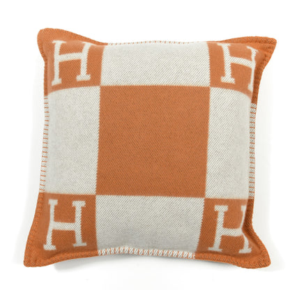 Hermes Wool Cashmere Avalon Pillow PM Ecru Potiron 2 of 3