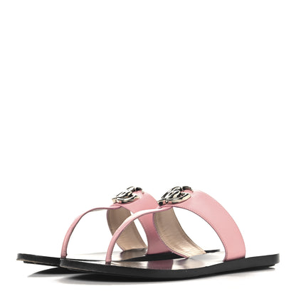 Gucci Calfskin GG Marmont Thong Sandals 37 Perfect Pink 4 of 9