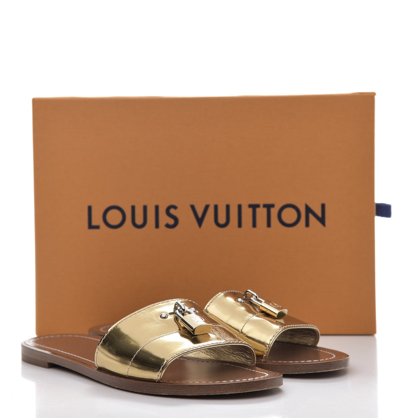 Metallic Calfskin Lock It Flat Mule 36 Gold