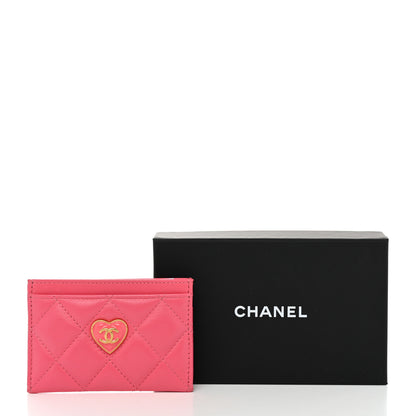Chanel Lambskin Plexiglass Quilted Coco Love Card Holder Pink 9 of 9