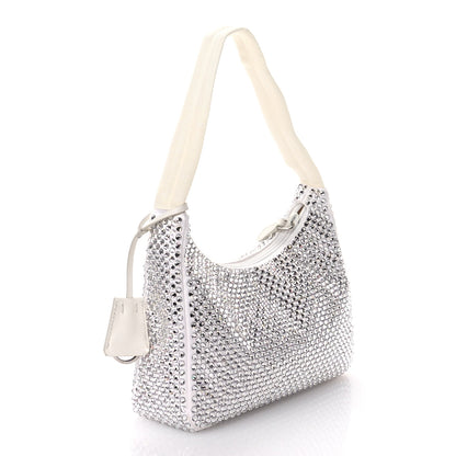 Prada Satin Crystal Mini Re-Edition 2000 Bag White 3 of 11