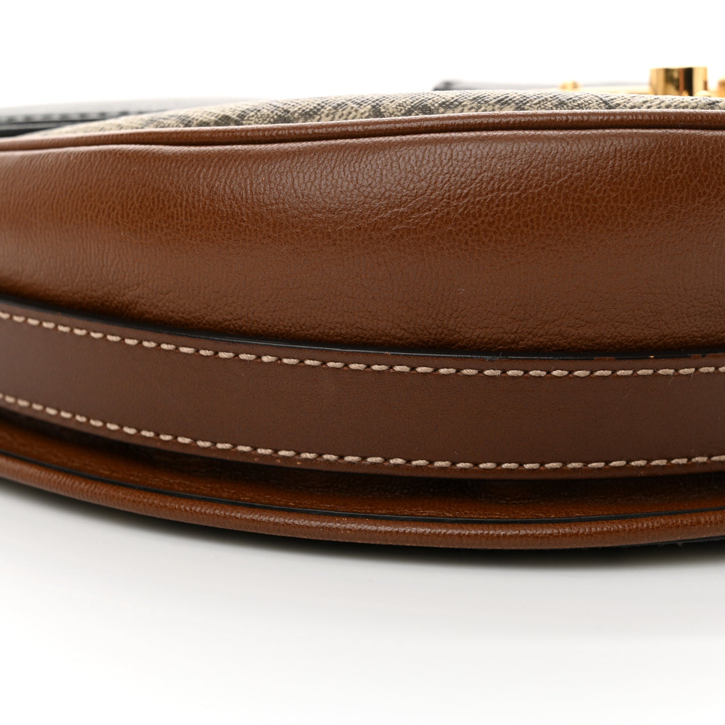 GG Supreme Monogram Calfskin Small Padlock Messenger Shoulder Bag Beige Black Cuir