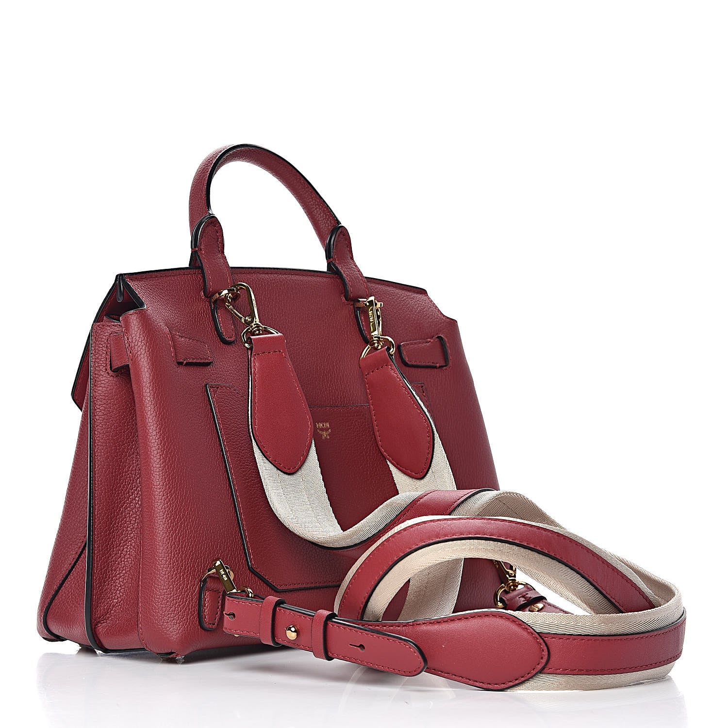 MCM Grained Calfskin Milla Convertible Backpack Scooter Red 3 of 12