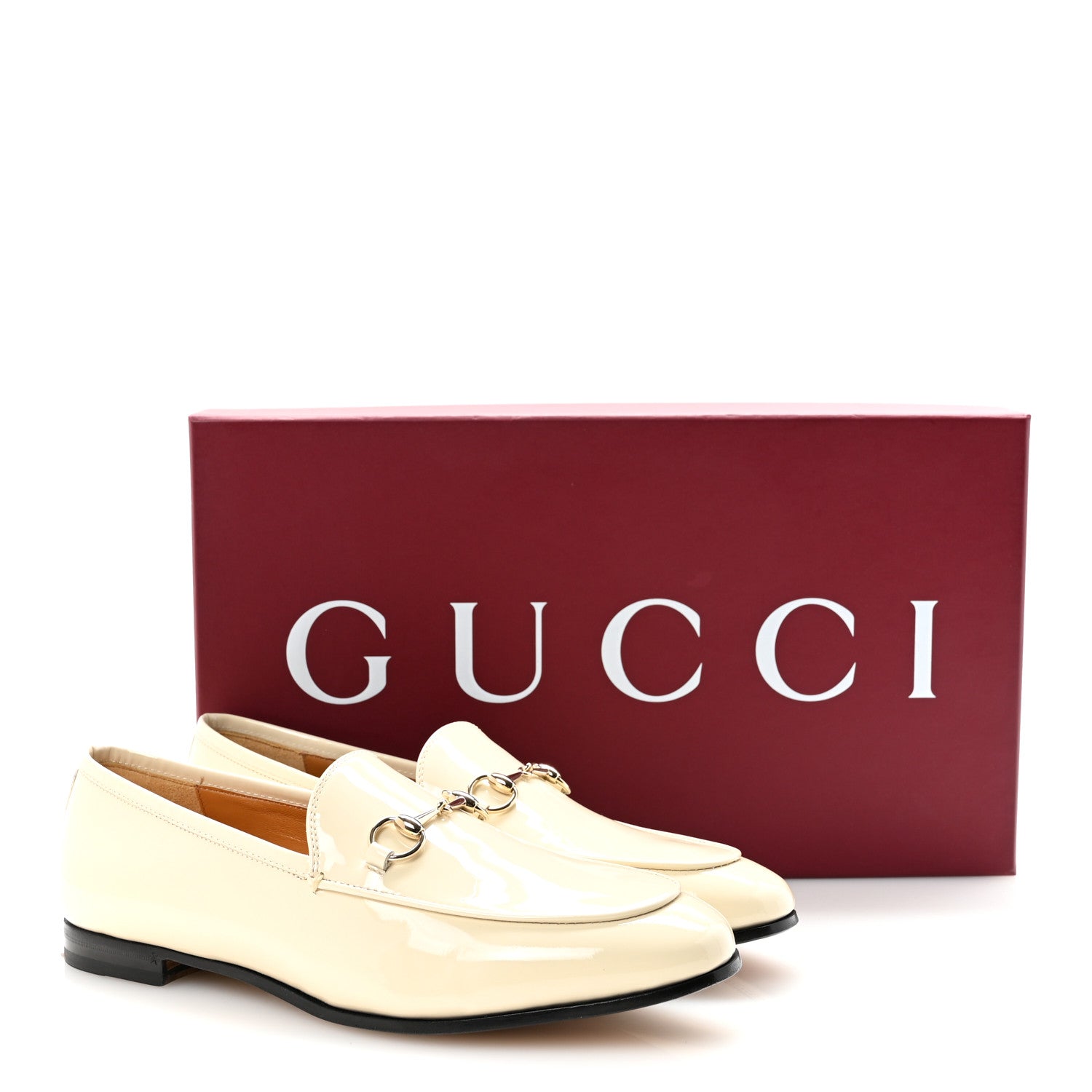 Gucci Patent Womens Jordaan Loafers 40 Mystic White 1801657