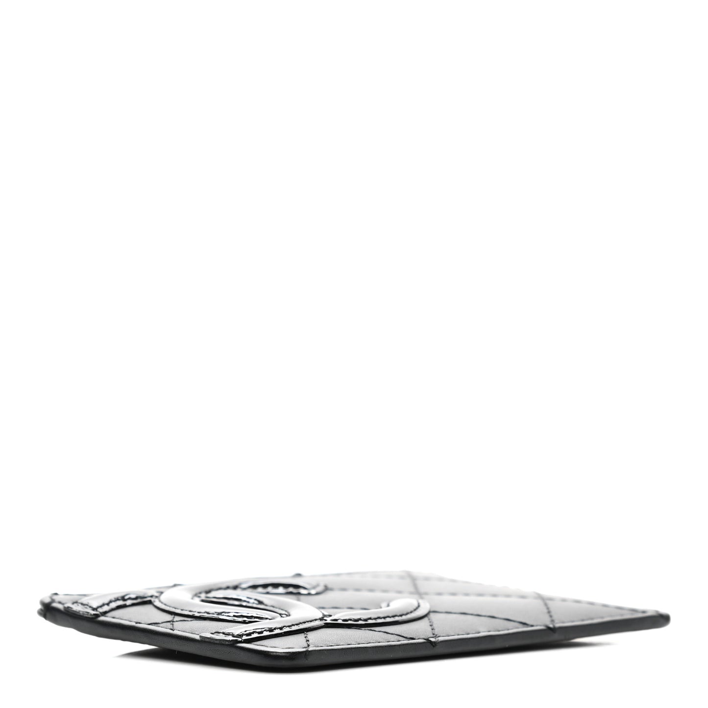 Calfskin Quilted Cambon Card Holder Black