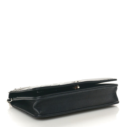 Chanel Calfskin Diagonal Chevron Quilted Tassel Wallet On Chain WOC Black 4 of 11