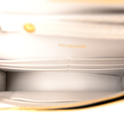 Balenciaga Shiny Calfskin Crocodile Embossed Hourglass Chain Bag White 5 of 9