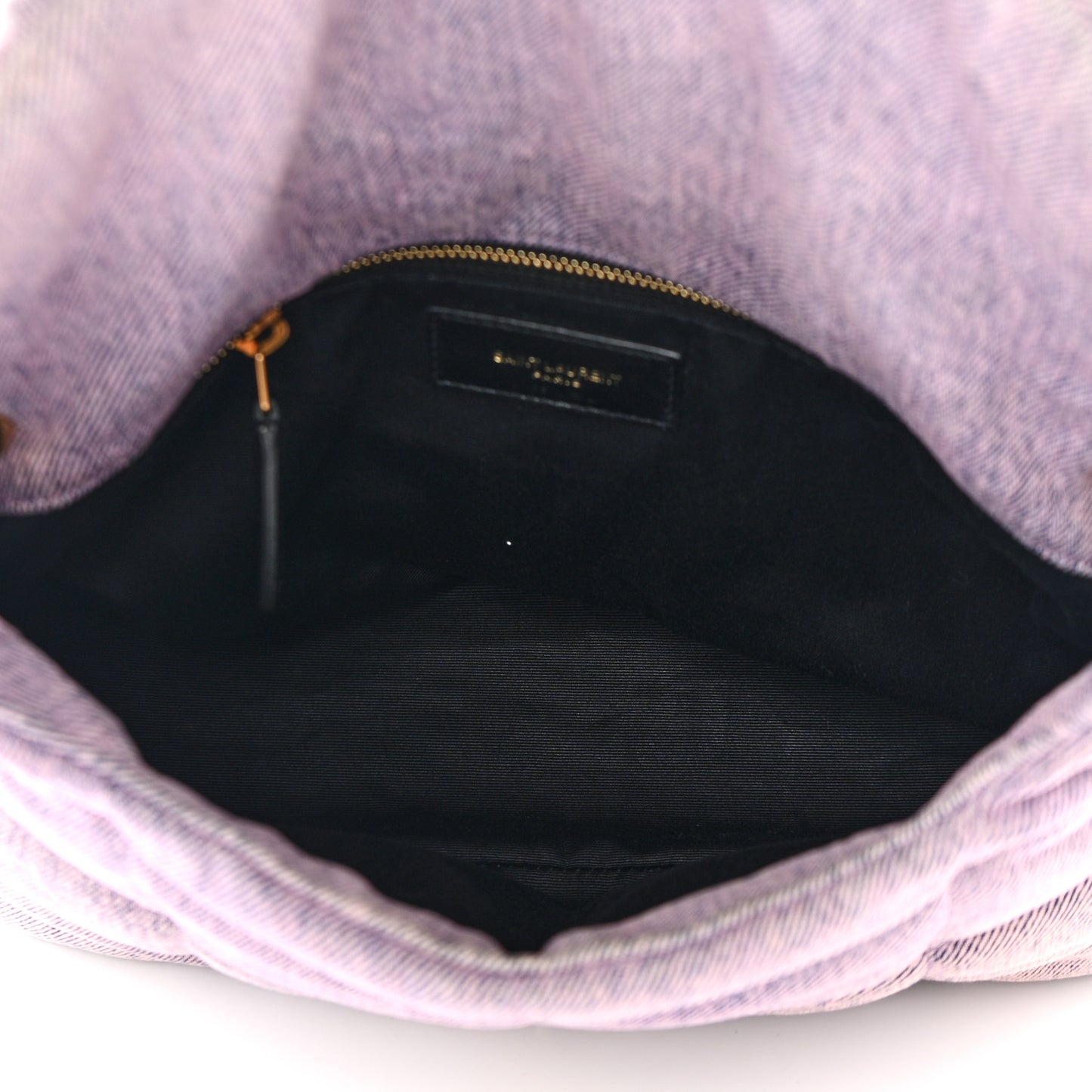 Denim Quilted Small Loulou Puffer Monogram Chain Satchel Bleached Lilac
