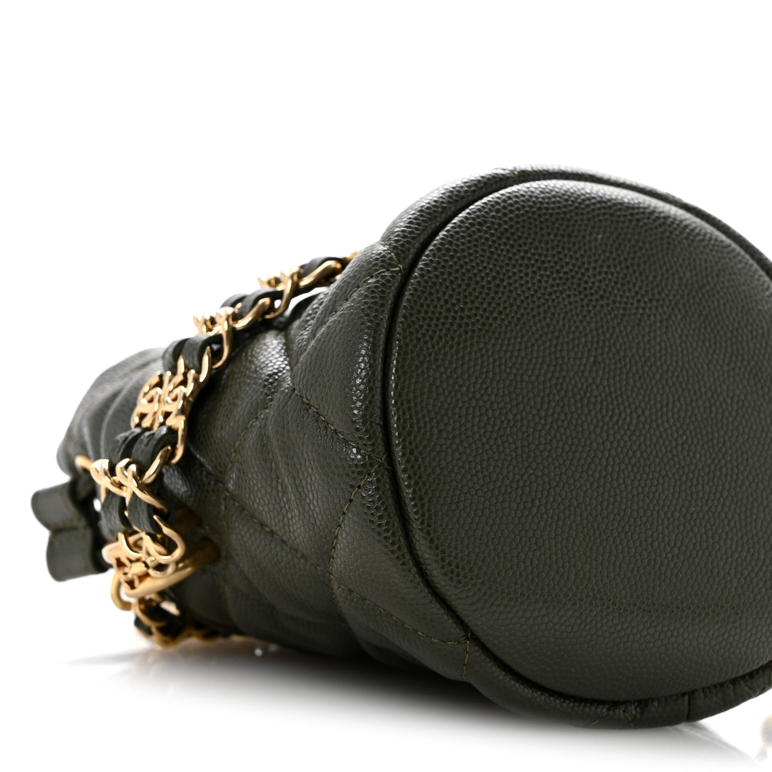Chanel Caviar Quilted Coco First Bucket Clutch With Chain Khaki 9 of 12