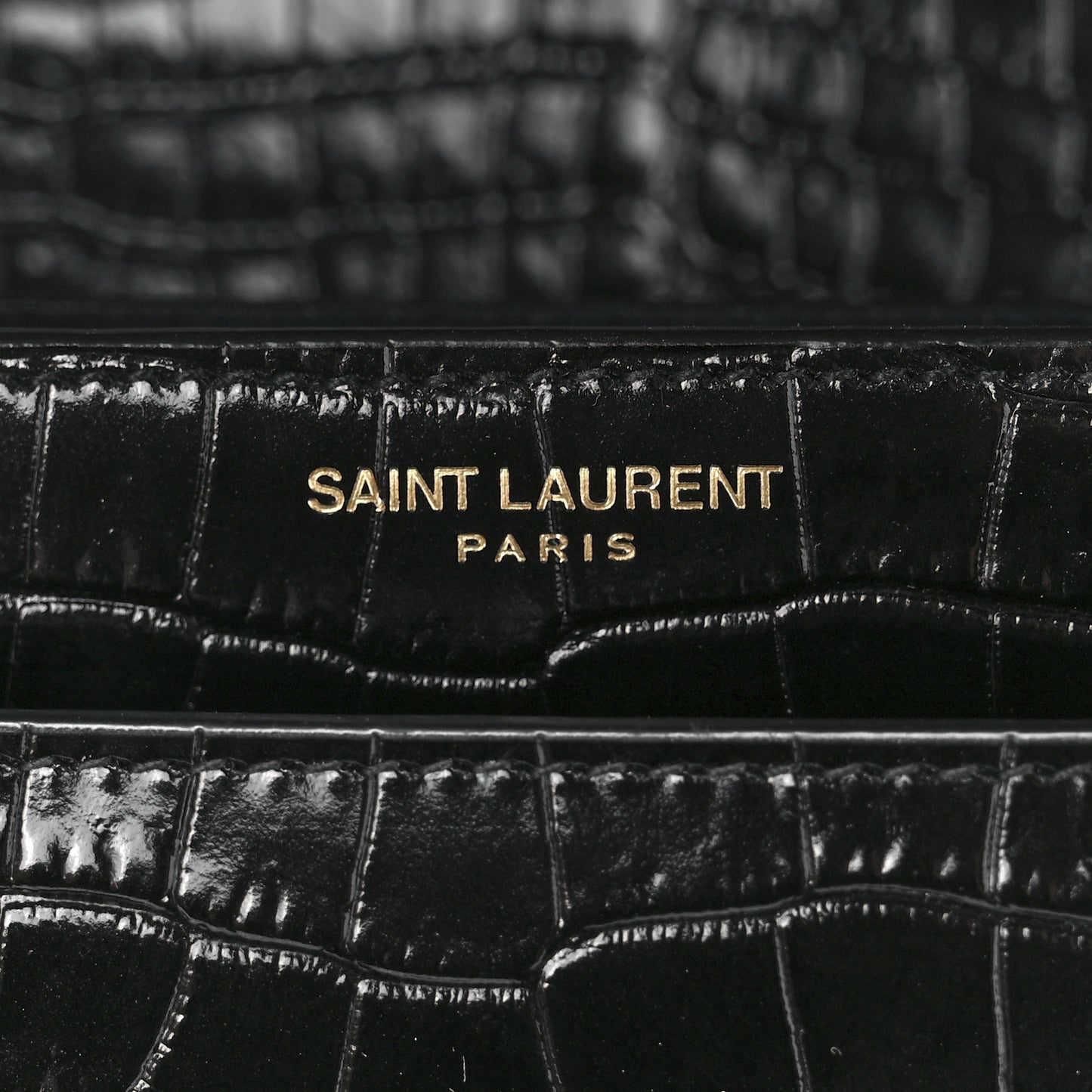 Calfskin Crocodile Embossed Medium Monogram Sunset Black