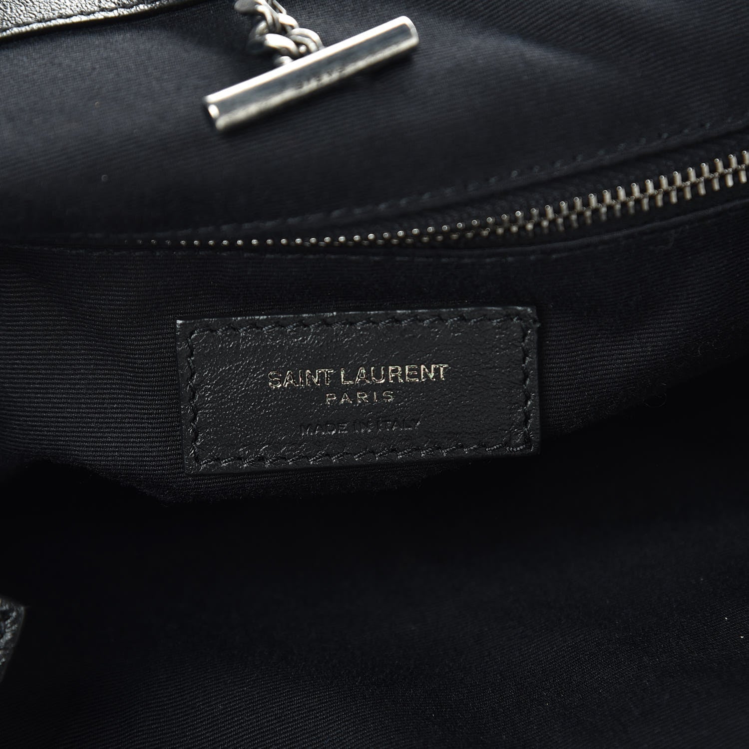 Saint Laurent Pebbled Lambskin Chevron Monogram Large Nolita Black 7 of 9