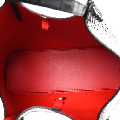 Christian Louboutin Patent Crocodile Embossed Spiked Mini Cabarock Shopper Tote  Black 5 of 8