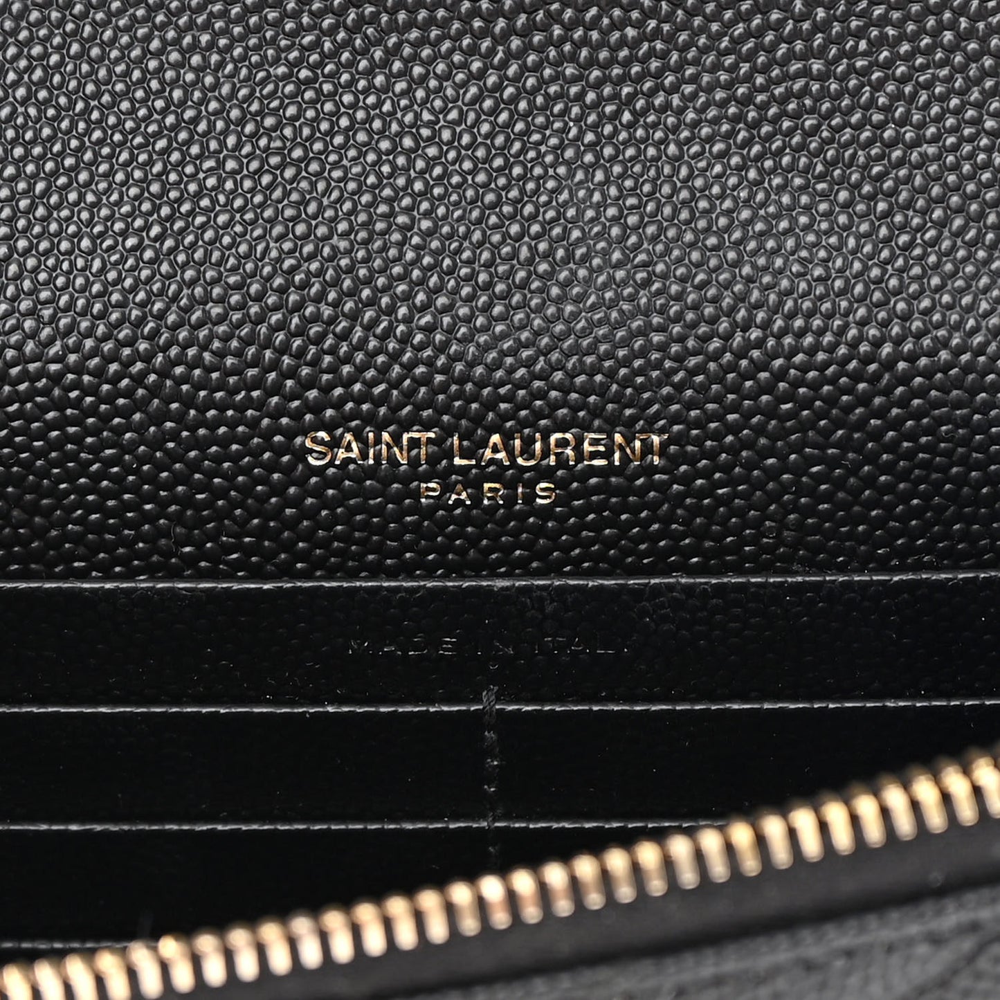 Grain De Poudre Matelasse Chevron Monogram Envelope Chain Wallet Black