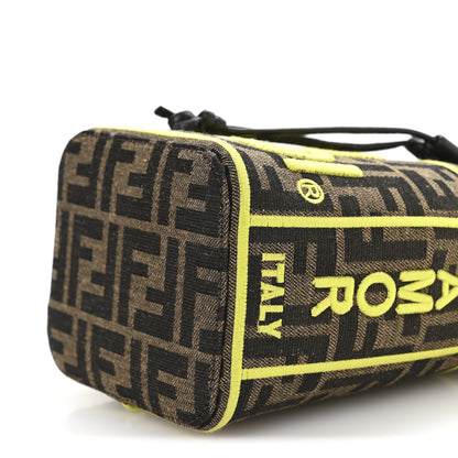 Fendi Fabric Jacquard Shiny Nappa FF 1974 Logo Threaded Edge Mini Mon Tresor Bucket Bag Tobacco Moro Giallo Fluo 9 of 9