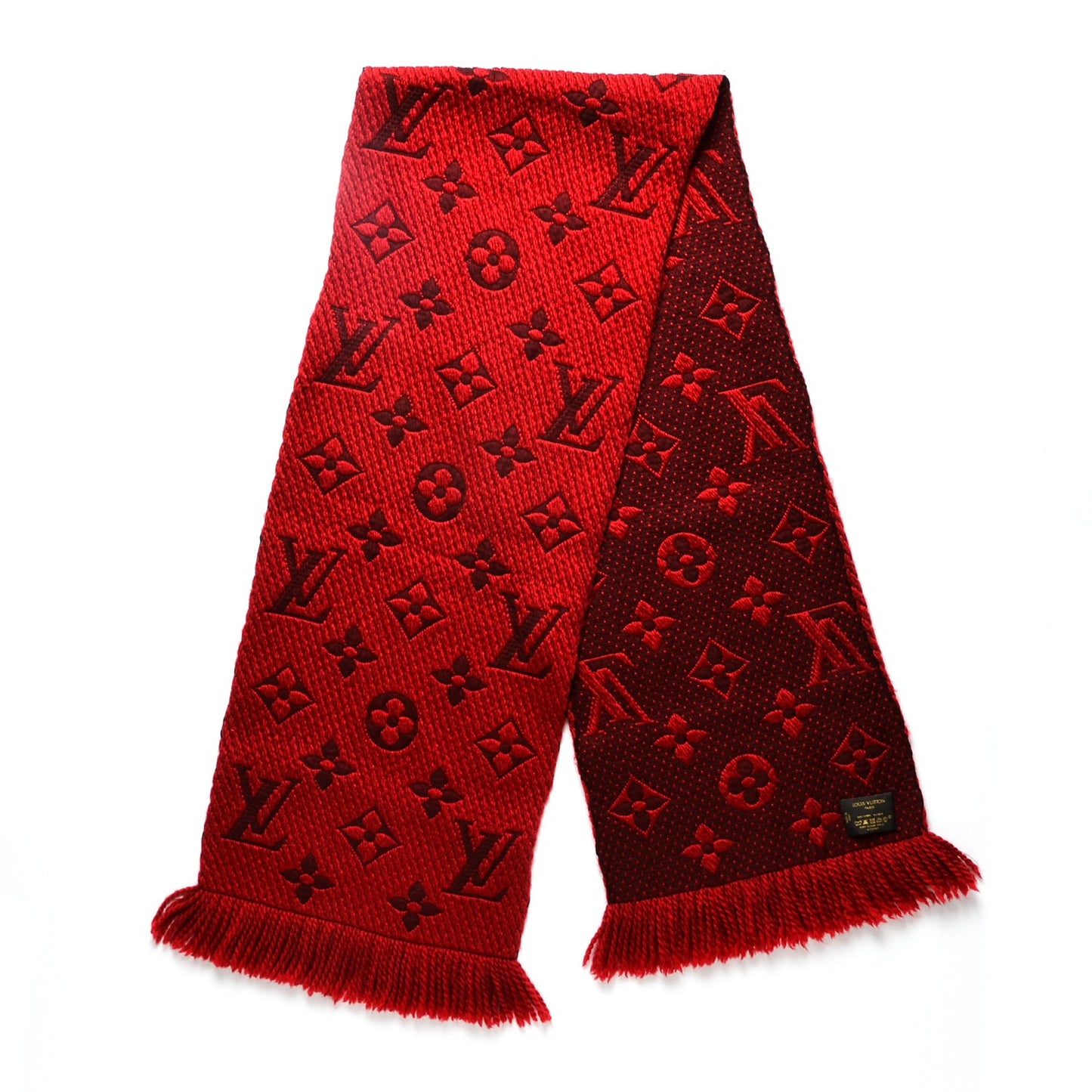 Wool Silk Logomania Scarf Rubis