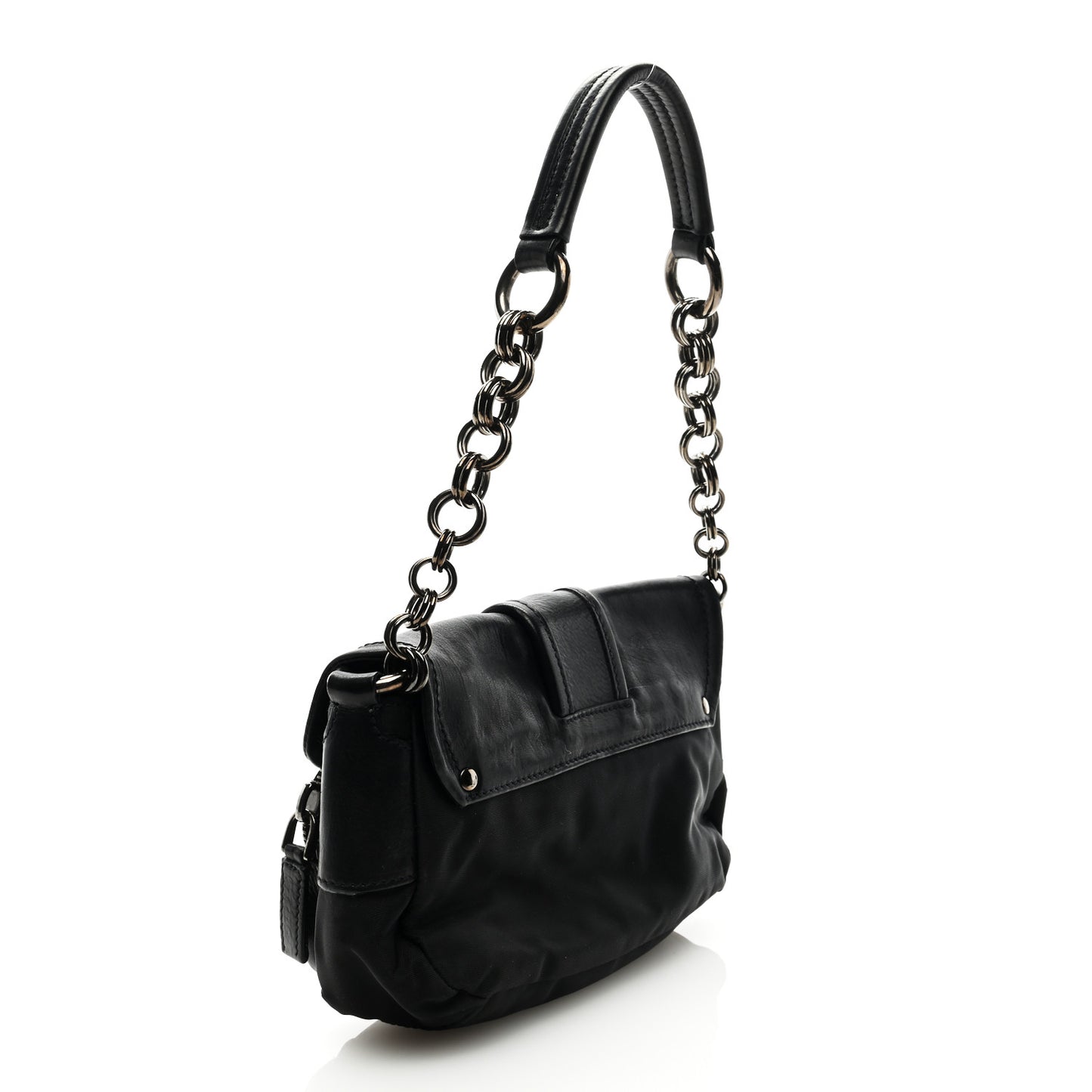 Soft Calfskin Buckle Shoulder Bag Black
