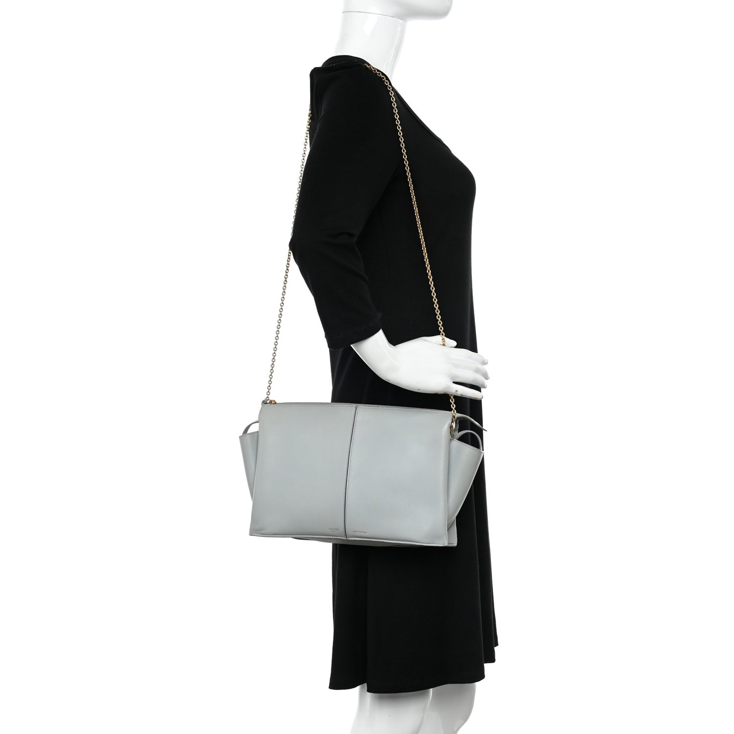 Smooth Calfskin Tri-Fold Clutch on Chain Cloud