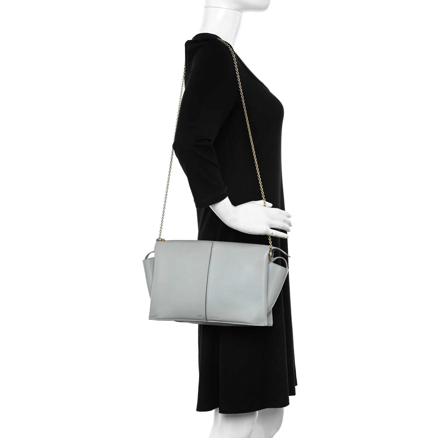 Celine Smooth Calfskin Tri-Fold Clutch on Chain Cloud 2 of 11