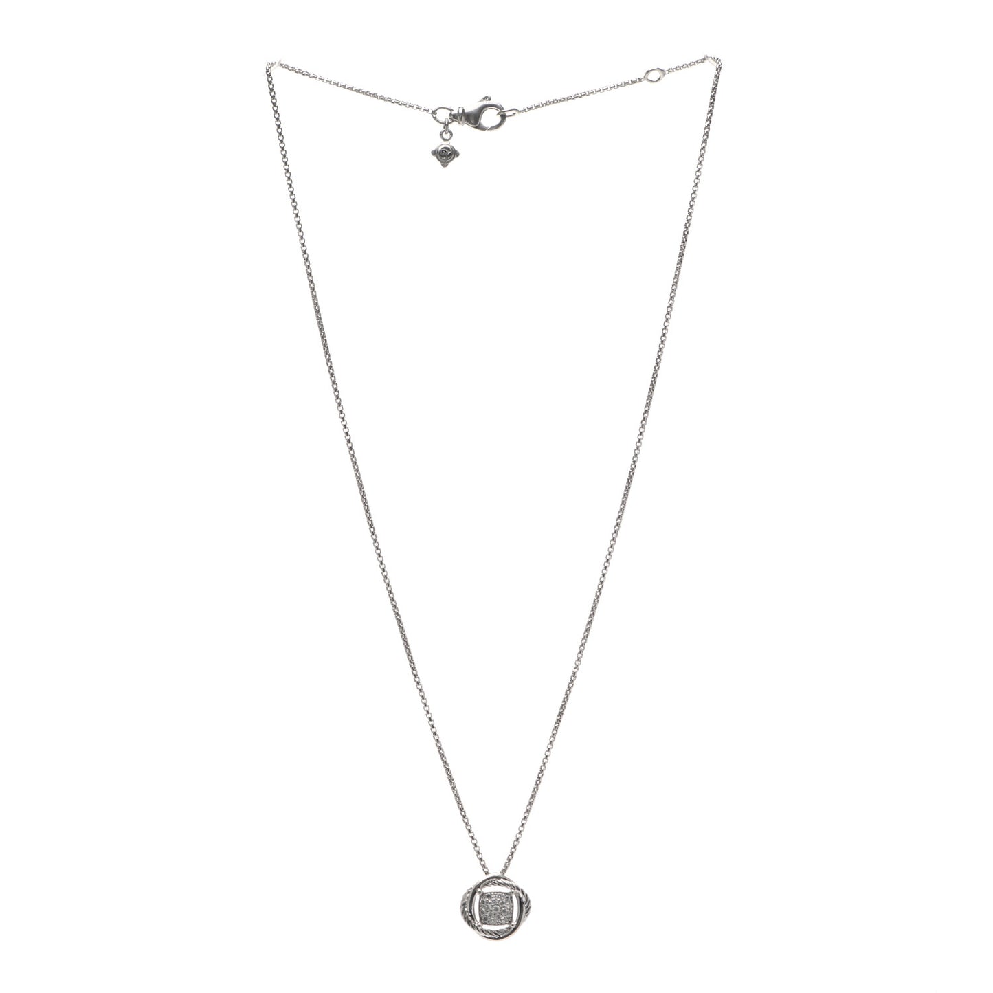 Sterling Silver Diamond 7mm Infinity Pendant Necklace