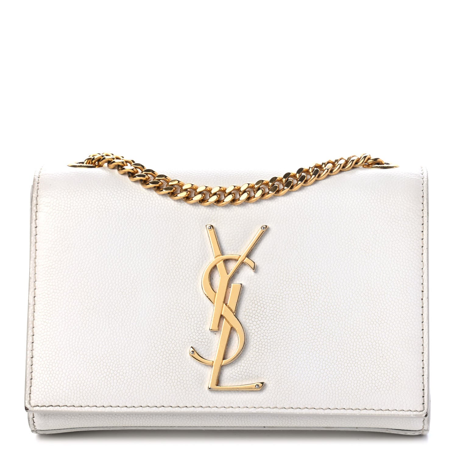 Saint Laurent Grain De Poudre Small Monogram Kate Satchel Optical White 1 of 5