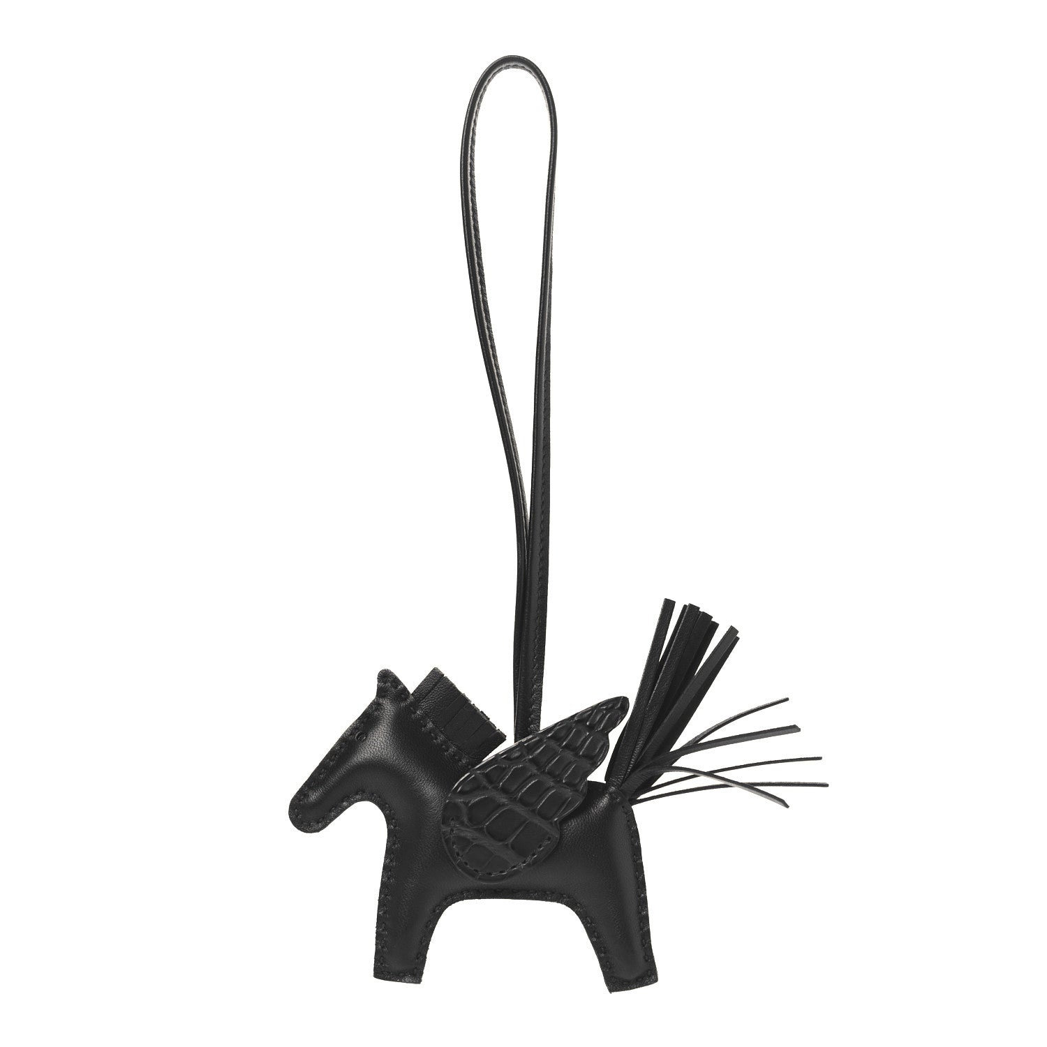 Hermes Milo Lambskin Matte Alligator Touch Grigri Rodeo Pegase Horse Bag Charm PM Black 1 of 5